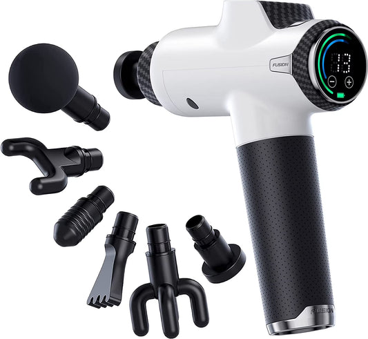 Black Pro Muscle Massage Gun Deep Tissue Percussion Muscle Massager Gun for Athletes Pain Relief Therapy and Relaxation, Percussion Therapy Chiropractor Massager, Body Massager (White Pro)