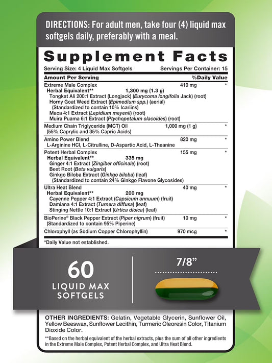 Ultra Libido Supplement for Men | 60 Softgels | Non-Gmo & Gluten Free | by Natures Truth