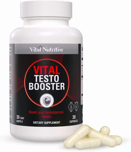Vital Testo Booster - Natural Testosterone Support Supplement for Men | Promotes Energy, Stamina, and Vitality | Men’S Health | Made in USA | 30 Days Supply
