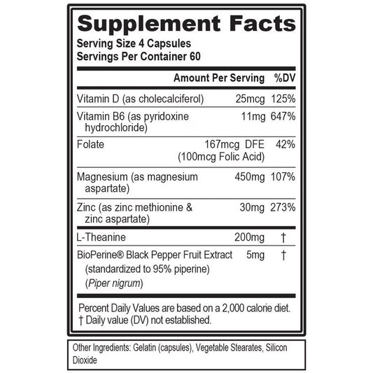 Sleep Supplement -  Sleep Aid with Z-Matrix for Muscle Recovery - Sleeping Pills Mineral Complex with Zinc, Magnesium & L-Theanine - EVL Z-Matrix 240Ct Capsules