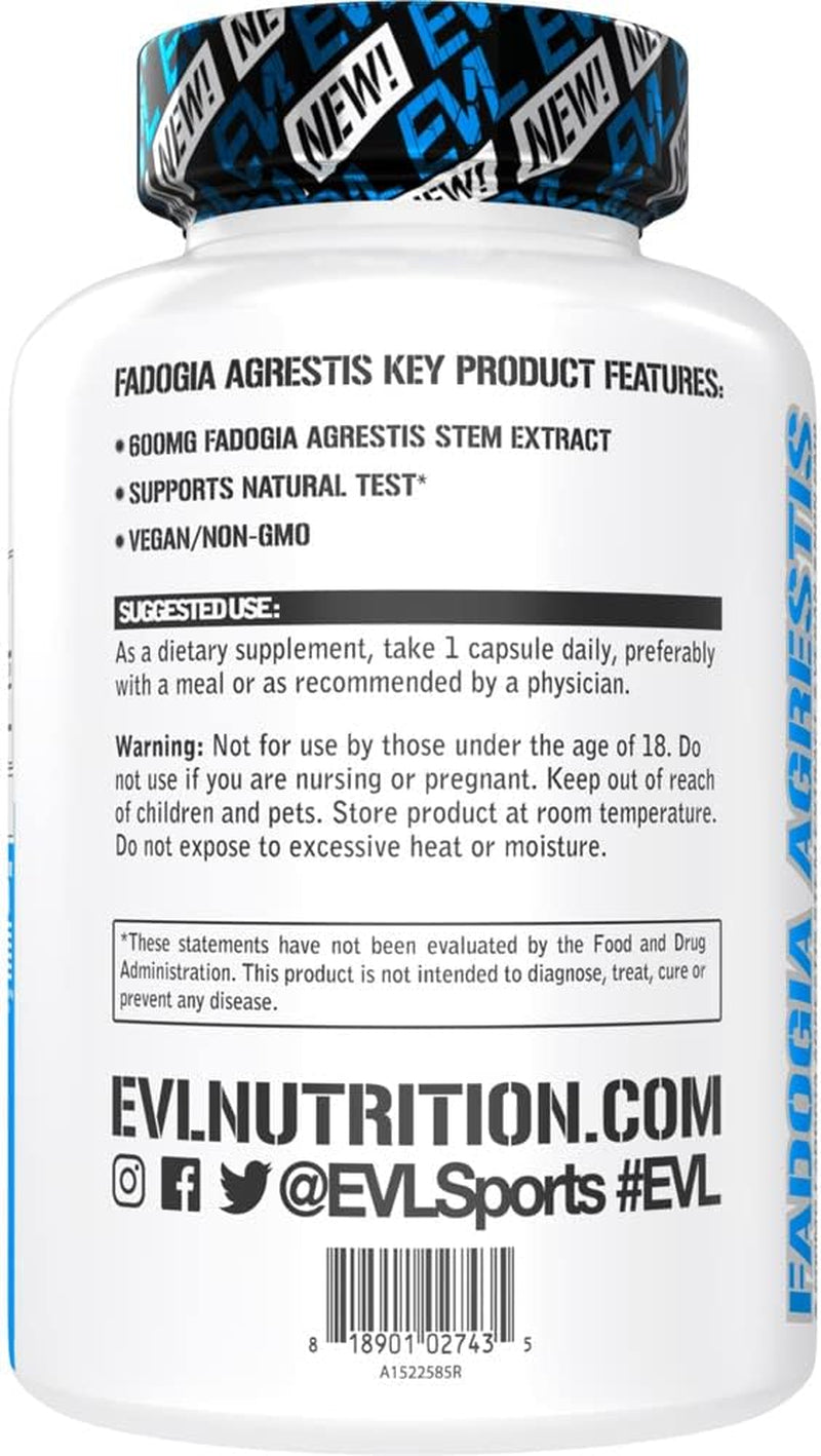 Evlution Fadogia Agrestis 600Mg 10:1 Extract - Invigorating Fadogia Agrestis Extract Male Enhancement Pills for Increased Strength Drive Power and Performance Nutrition Testosterone Booster for Men